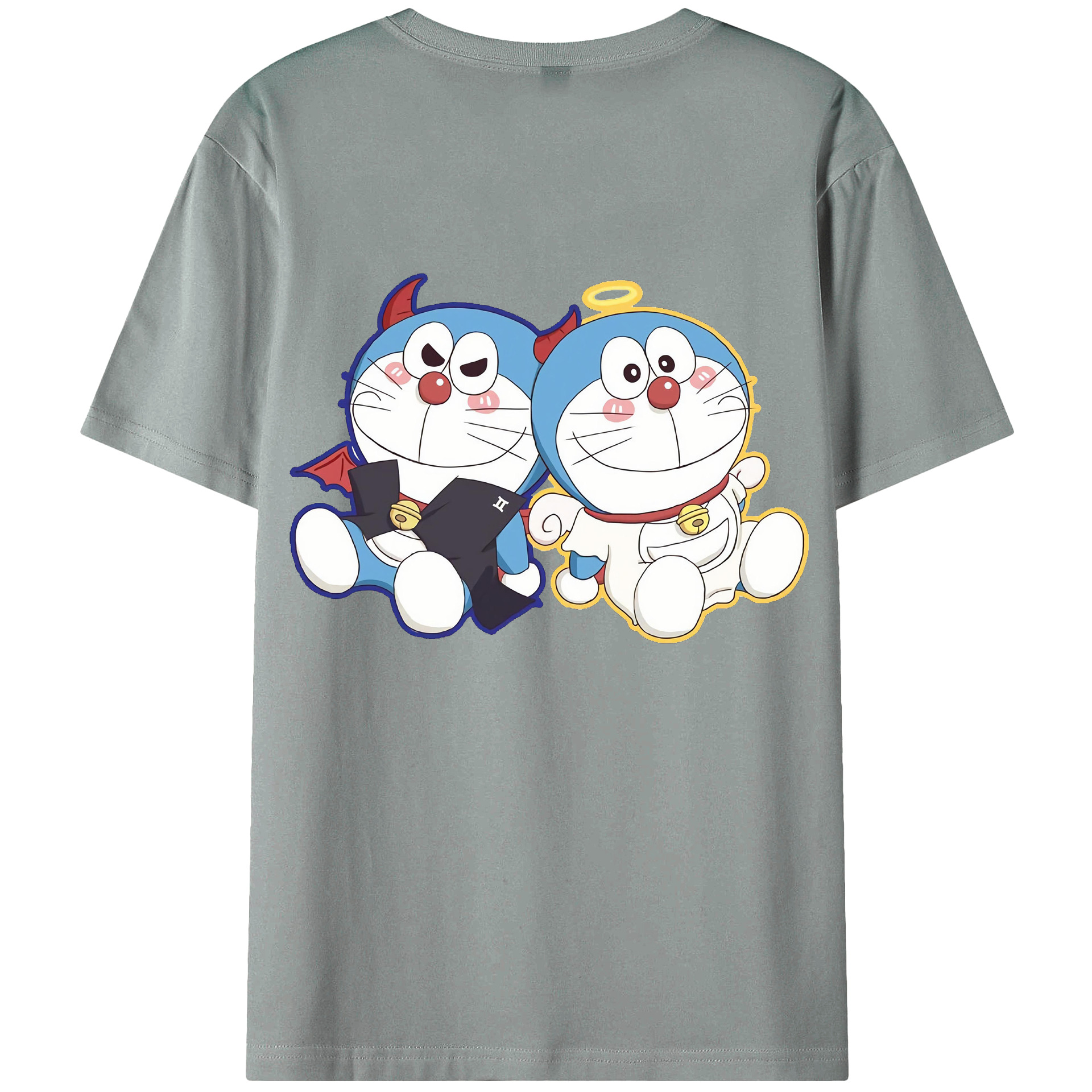 （画像用） ドラえもん Doraemon 綿100％ メンズ半袖Tシャツ（バックプリント） 通気性